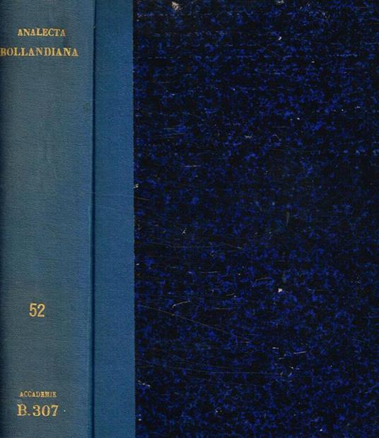 Analecta Bollandiana tomus LII - copertina