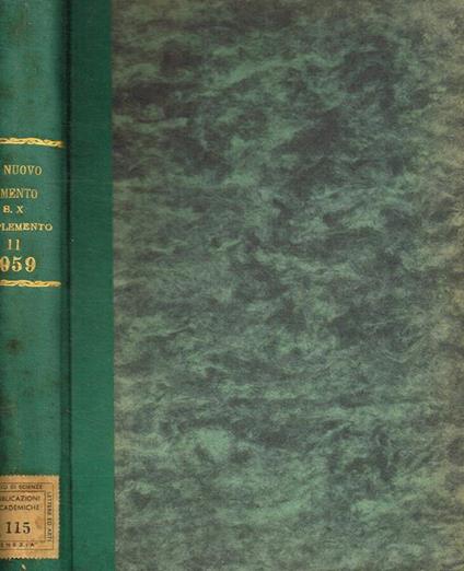 Supplemento al vol.XI, serie X del nuovo cimento. I trimestre 1959 - copertina