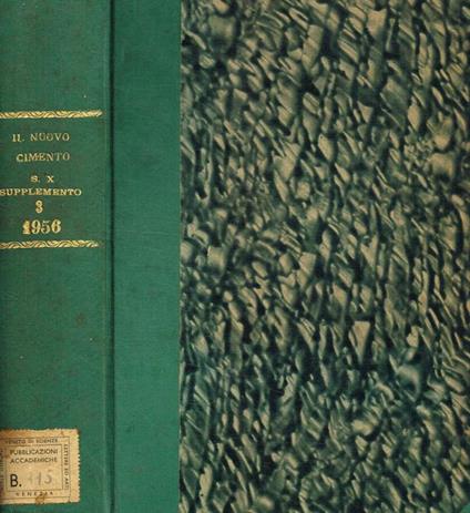 Supplemento al volume III, serie X del nuovo cimento. I semestre, 1956 - copertina