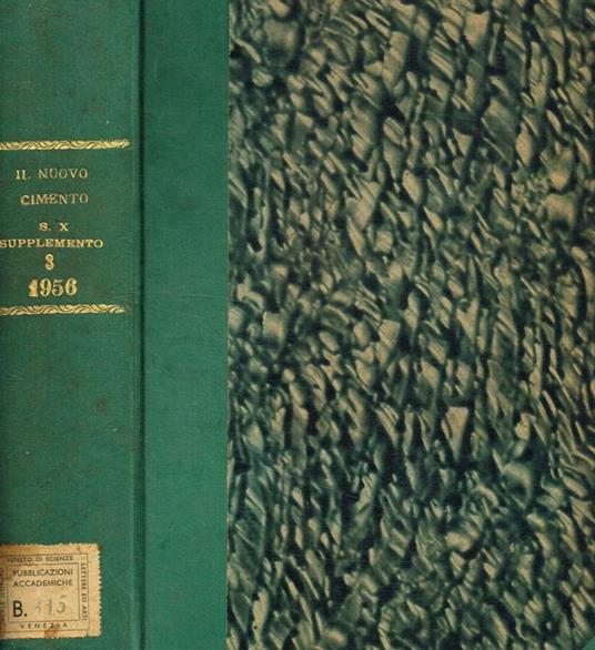 Supplemento al volume III, serie X del nuovo cimento. I semestre, 1956 - copertina