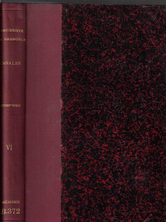 Annales de l'universite de Grenoble section lettres droit tome VI 1929 - copertina
