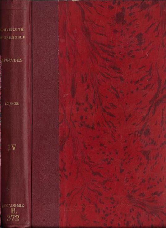 Annales de l'universite de Grenoble section sciences medecine tome VI 1927 - copertina
