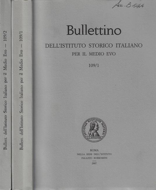 Bullettino dell'Istituto Storico Italiano per il Medio Evo n. 109 Anno 2007 - copertina