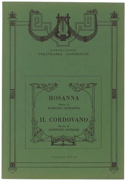 Hosanna (Barbara Giuranna) - Il Cordovano (Goffredo Petrassi) - Fedele D'Amico - copertina