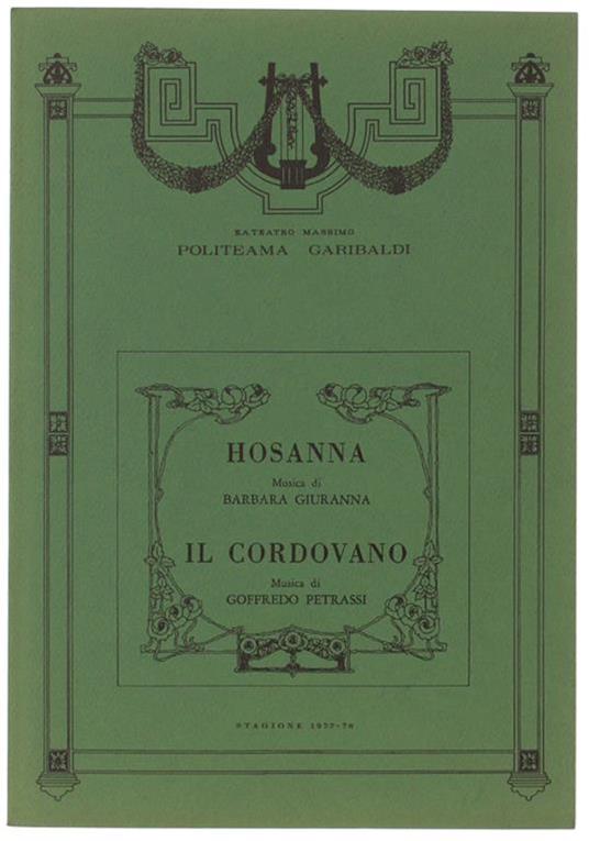 Hosanna (Barbara Giuranna) - Il Cordovano (Goffredo Petrassi) - Fedele D'Amico - copertina