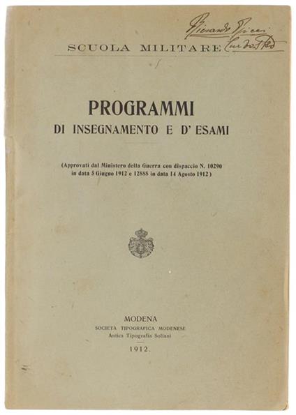 Programmi Di Insegnamento E D'Esami - copertina