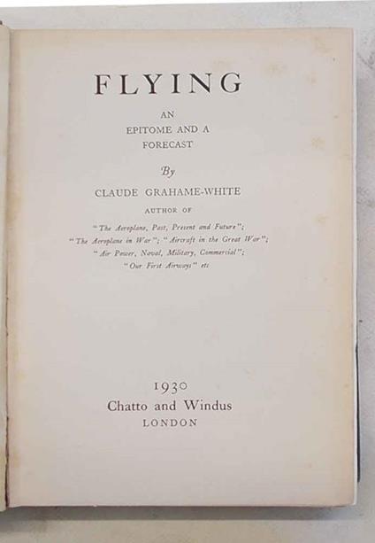 Flying. An epitome and a forecast - copertina