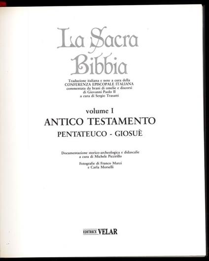 La Sacra Bibbia volume I. Antico testamento - Pentateuco - Giosuè - copertina