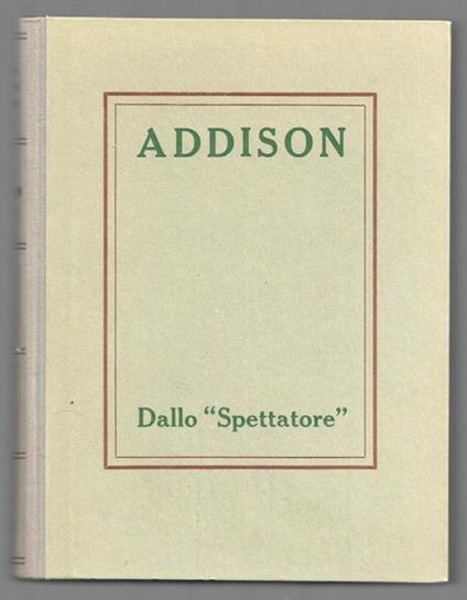 Dallo Spettatore - Joseph Addison - copertina