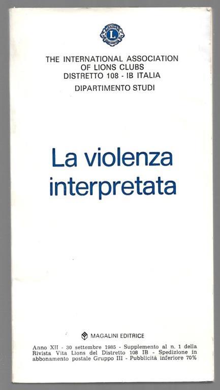 La violenza interpretata - copertina