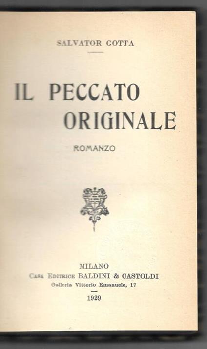 Il peccato originale - Salvator Gotta - copertina