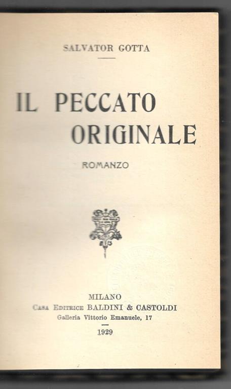 Il peccato originale - Salvator Gotta - copertina