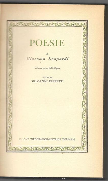 Poesie - Giacomo Leopardi - copertina