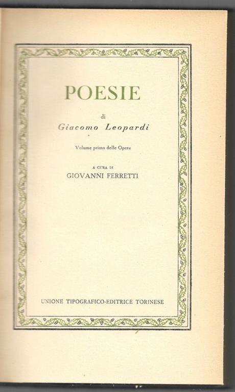 Poesie - Giacomo Leopardi - copertina