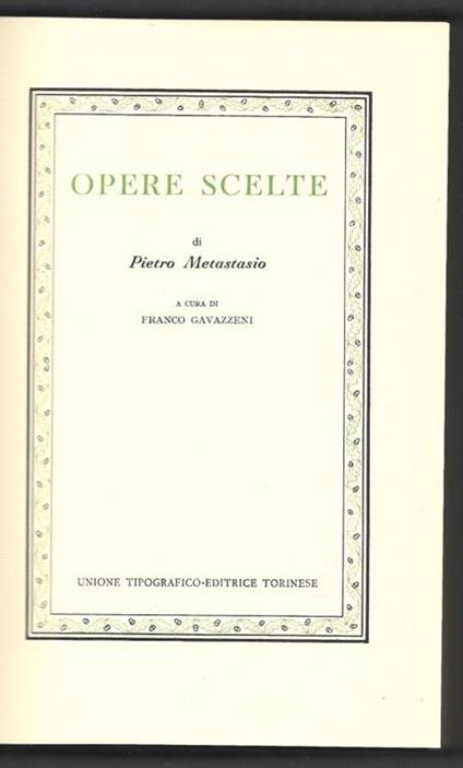Opere scelte - Pietro Metastasio - copertina