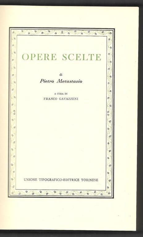 Opere scelte - Pietro Metastasio - copertina