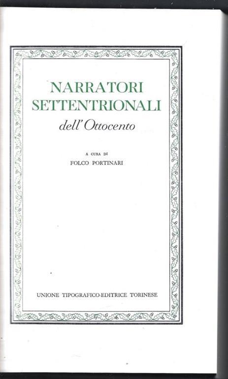 Narratori settentrionali dell'Ottocento - Folco Portinari - copertina