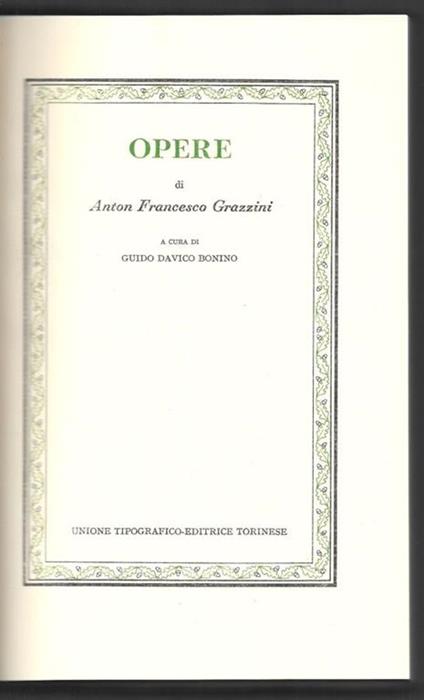 Opere - Antonfrancesco Grazzini - copertina