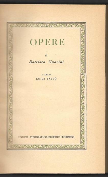 Opere - G. Battista Guarini - copertina