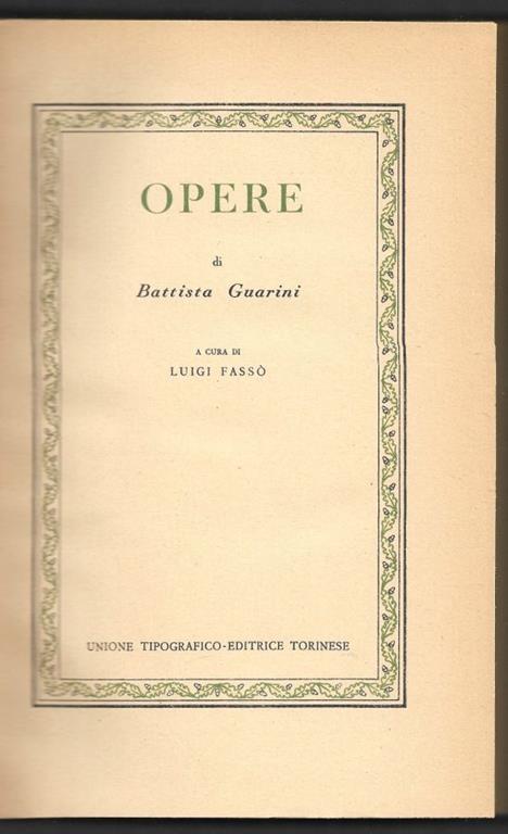 Opere - G. Battista Guarini - copertina