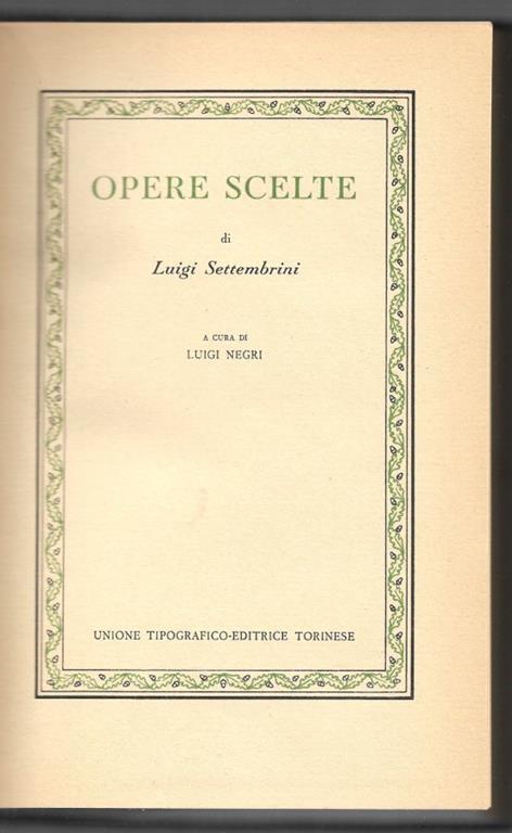 Opere scelte - Luigi Settembrini - copertina