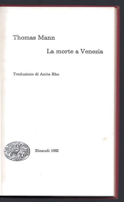 La morte a Venezia - Thomas Mann - copertina