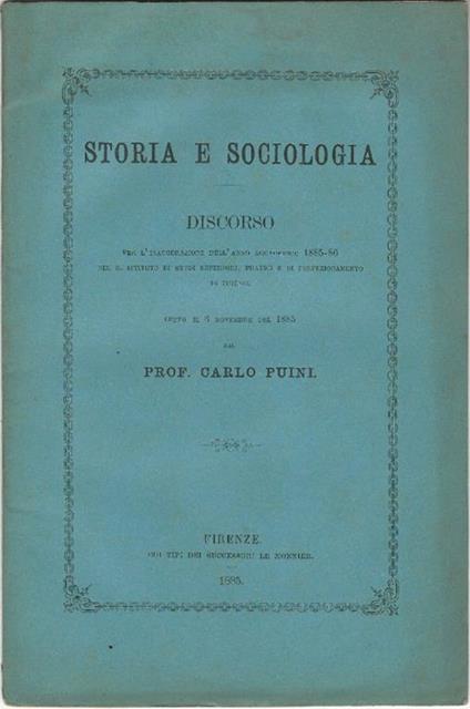 Storia e sociologia - Carlo Puini - copertina
