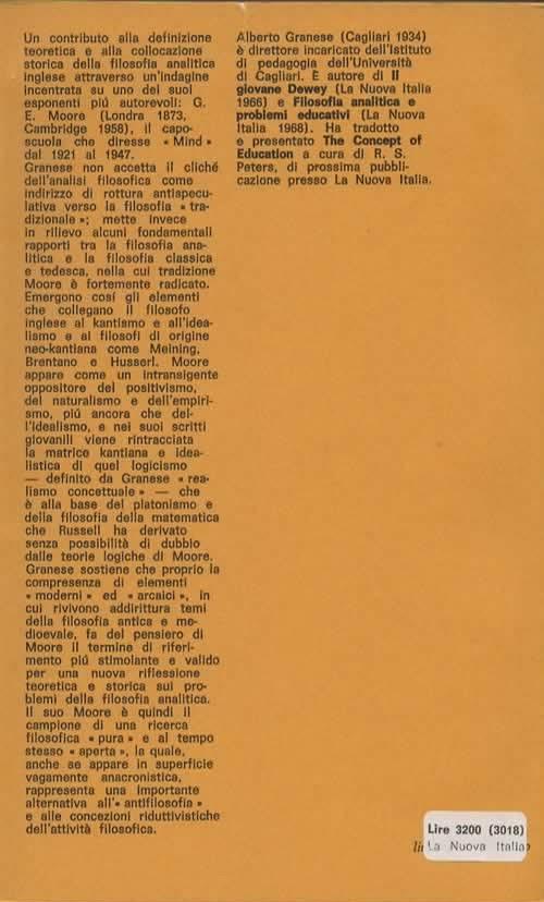 G. E. Moore e la filosofia analitica inglese - Alberto Granese - 2