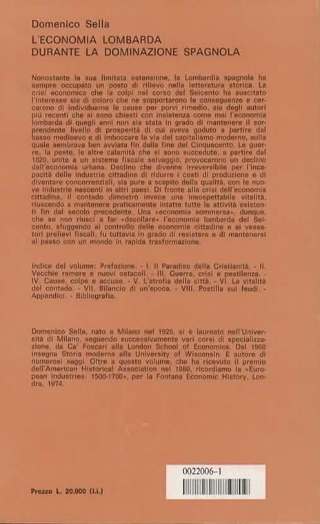 L' economia lombarda durante la dominazione spagnola - Domenico Sella - 2