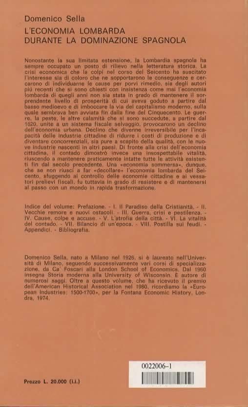 L' economia lombarda durante la dominazione spagnola - Domenico Sella - 2