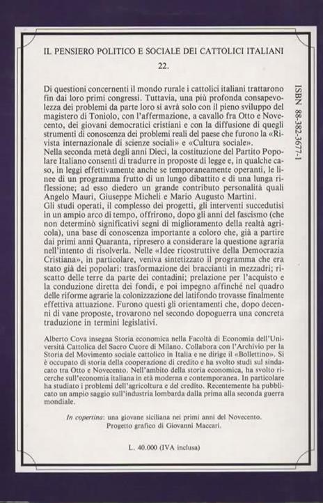 I cattolici italiani e la questione agraria (1874-1950) - Alberto Cova - 2