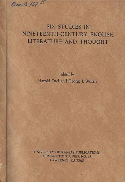 Six studies in nineteenth-century english literature and tought - copertina