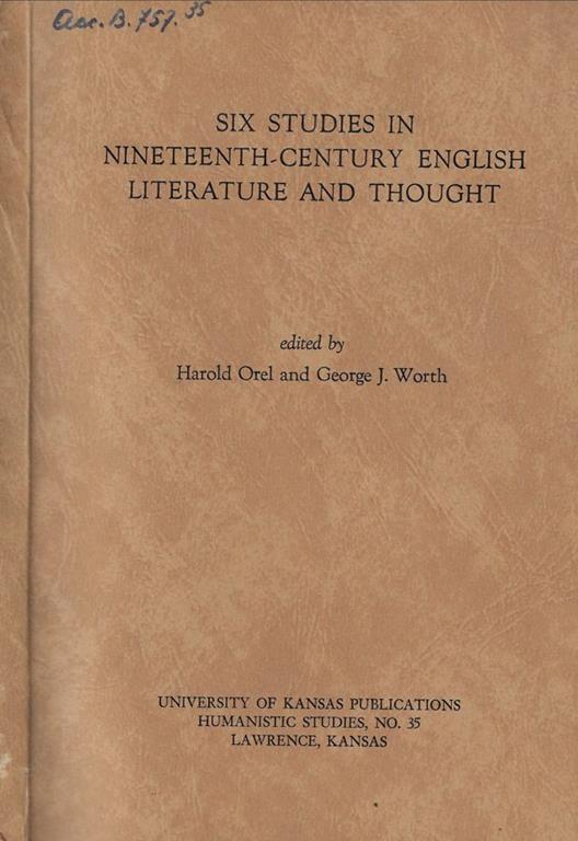 Six studies in nineteenth-century english literature and tought - copertina