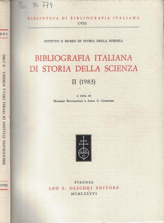Bibliografia italiana di storia della scienza II (1983) - copertina