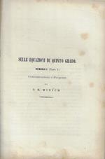 Sulle equazioni di quinto grado Memoria I (Capo I)