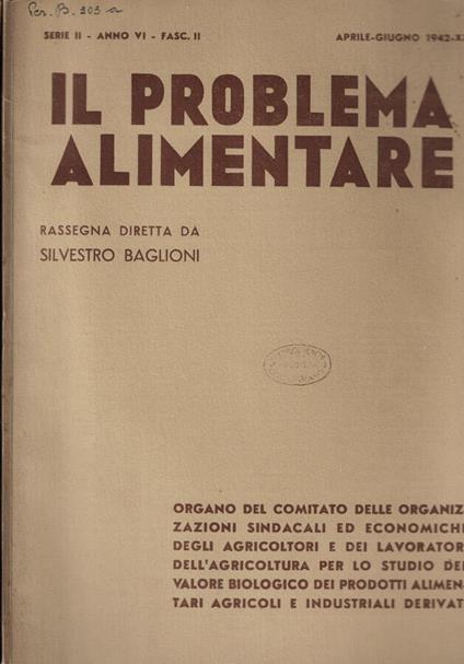 Il problema alimentare Fasc. II-III Anno 1942 - copertina