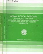 Annali di ca' foscari. Rivista della facoltà di lingue e letterature straniere dell'università di Venezia. Anno XL. 2001