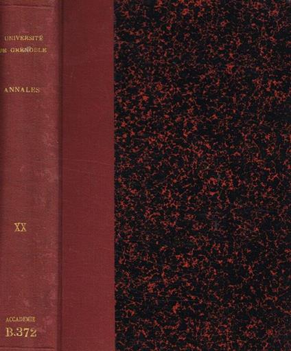 Annales de l'université de Grenoble. Tome XX, 1908 - copertina