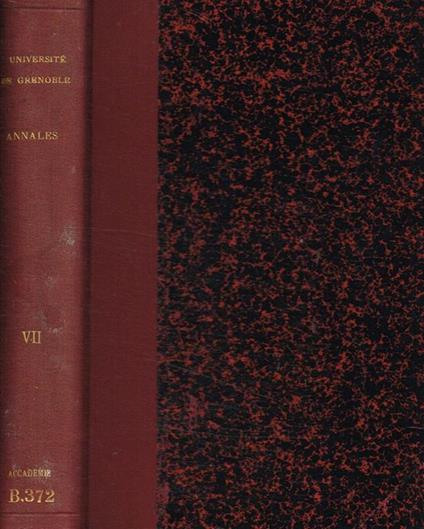 Annales de l'université de Grenoble. Tome VII, 1895 - copertina