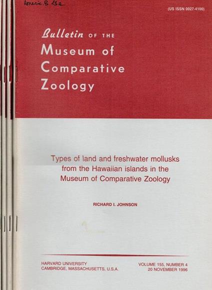 Bulletin of the Museum of Comparative Zoology- Vol. 155 n. 1,2,3 e 4 - copertina