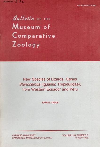 Bulletin of the Museum of Comparative Zoology- Vol. 155 n. 6 - copertina