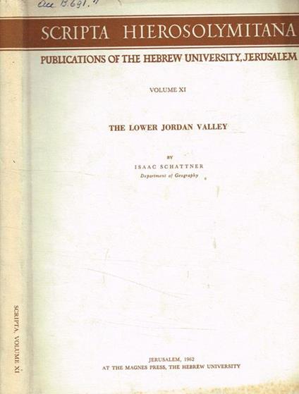 Scripta hierosolymitana Vol.XI. The lower jordan valley - copertina