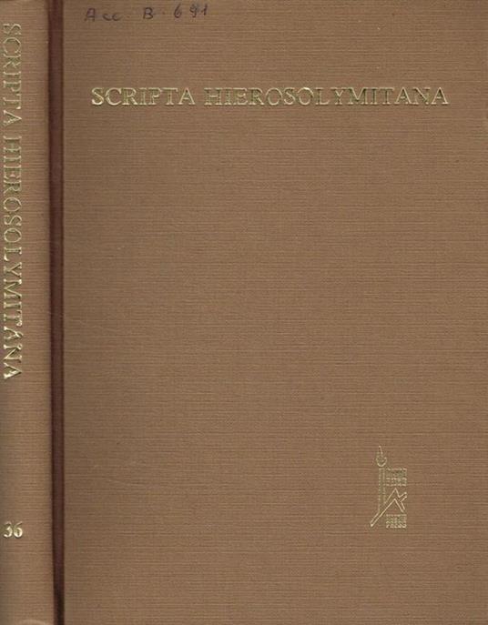 Scripta hierosolymitana Vol. XXXVI. Studies in psychology in honor of Solomon Kugelmass - copertina