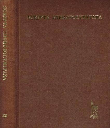 Scripta hierosolymitana Vol. XXX. Studies in the population of israel - copertina