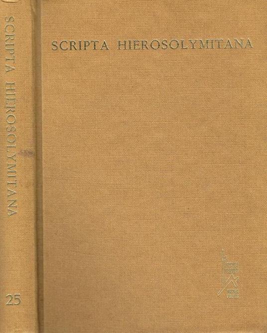 Scripta hierosolymitana Vol XXV. Further studies in english language and literature - copertina