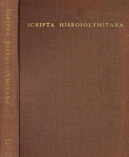 Scripta hierosolymitana Vol. XVII. Studies in english language and literature - copertina