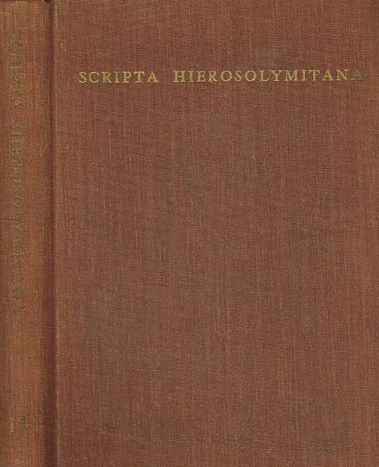 Scripta hierosolymitana Vol.XV. Studies in geography - copertina