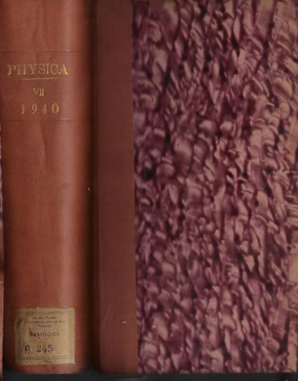 Physica Vol. VII 1940 - copertina