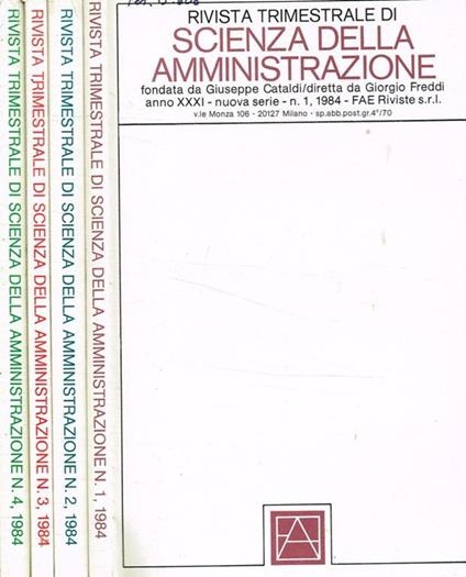 Rivista trimestrale di scienza della amministrazione. Anno XXXI, nuova serie, 1984 - copertina