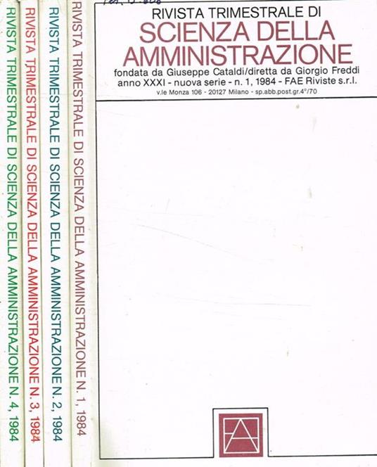 Rivista trimestrale di scienza della amministrazione. Anno XXXI, nuova serie, 1984 - copertina